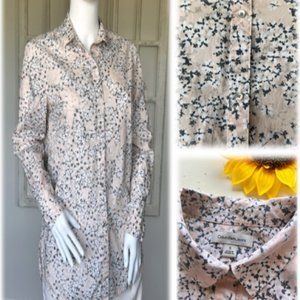 Calvin Klein Jeans  Size S Peach Black Button Down Shirt 100% Cotton Blouse